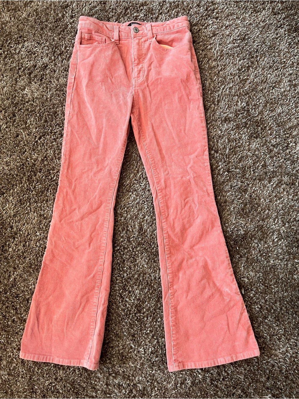Forever 21 Coral Pink Corduroy Flare Jeans